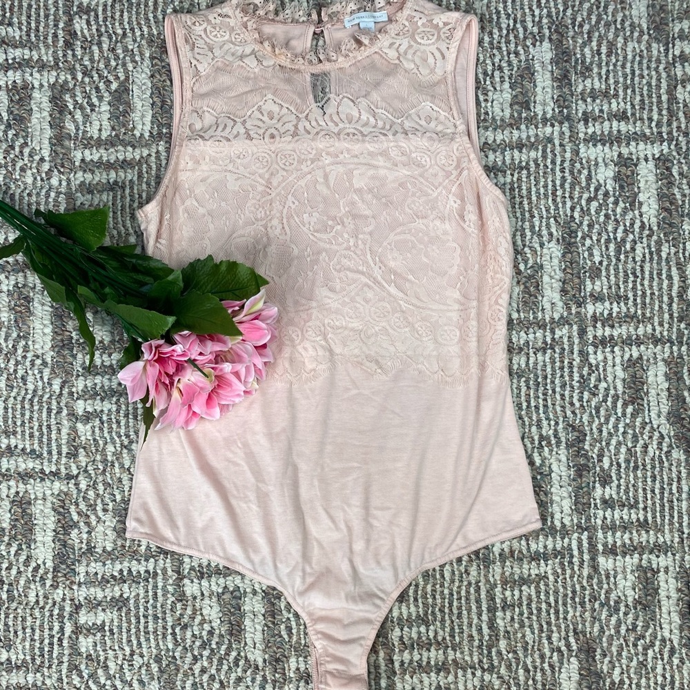 NY&Co Pink Lace Bodysuit